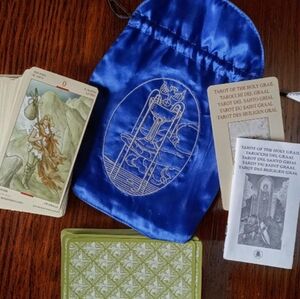 Tarot of the Holy Grail Trading Cards Set with Blue Pouch  ✨🔮One Card's Missing